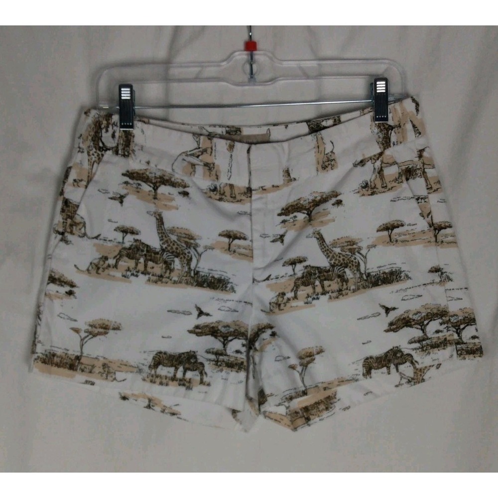 BANANA REPUBLIC Factory Giraffe Safari Print Chino Short White Tan Sise‎ 4